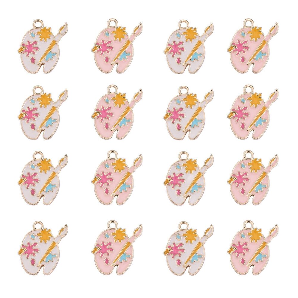 9032 40pcs 2 Colors Enamel Palette Cute Artist Paint Palette Dangle Charms